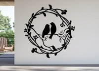 Drevený obraz – Vtáčiky v kruhu z konárikov