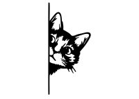 Drevený obraz – Mačka vykúkajúca spoza rohu