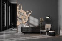 Drevený obraz – Mačka vykúkajúca spoza rohu