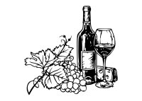 Vínový set – Fľaša a pohár vína – Drevený obraz na sten