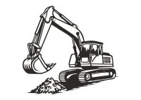 Drevený obraz na stenu – Bager pri práci