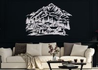 Drevený obraz na stenu – Horská dedina pod štítmi