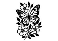 Drevený obraz na stenu – Kvety s motýľom