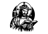 Drevený obraz na stenu – Ježiš Kristus s knihou