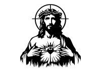 Drevený obraz na stenu – Ježiš Kristus so Srdcom