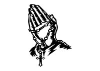 Drevený obraz na stenu – Modliace sa ruky s ružencom