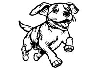 Drevený obraz – Bežiaci psík