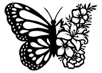 Drevený obraz – Motýľ s kvetmi