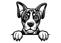 Drevený obraz – Psík pri okraji