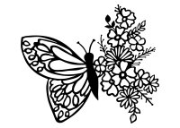 Drevený obraz – Motýľ s kvetmi