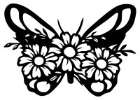 Drevený obraz – Motýľ s margarétami