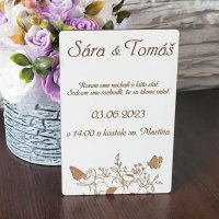 Drevená svadobná pozvánka
