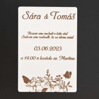 Drevená svadobná pozvánka