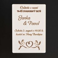 Drevená svadobná pozvánka