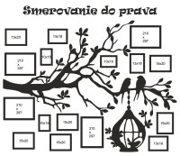 Drevený fotorámik na stenu – Rodinný strom so vtáčikmi