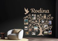 Drevený fotorámik na stenu – Rodinný strom s nápisom