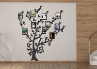 Drevený fotorámik na stenu – Rodinný strom s vtáčikmi