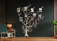 Drevený fotorámik na stenu – Rodinný strom s vtáčikmi