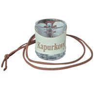 Sklenený štamperlík s koženým obalom – Kapurkový