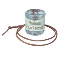 Sklenený štamperlík s koženým obalom – Zbohom zdravý rozum