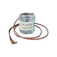 Sklenený štamperlík s koženým obalom – Od zajtra nepijem!