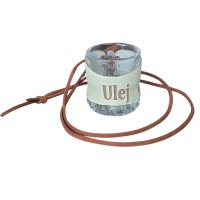 Sklenený štamperlík s koženým obalom – Ulej