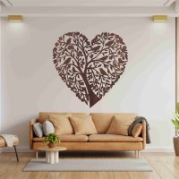 Drevený strom života na stenu - Srdce