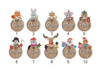 Drevené vianočné ozdoby na vymaľovanie s menom – Zvieratká
