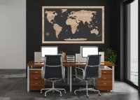 Drevená mapa sveta s rámom – 3D dizajn