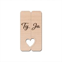Personalizovateľný drevený prívesok pre pár – Ty a Ja so srdiečkom