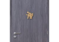 Drevená tabuľka na WC - muž s mobilom