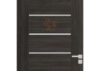 Drevená tabuľka na WC - muž s mobilom