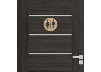 Drevená tabuľka na WC - okrúhle označenie žena a muž