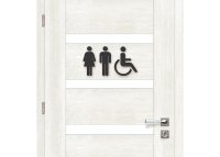 Drevená tabuľka na WC - žena muž a invalid