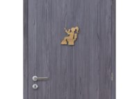 Drevená tabuľka na WC - žena na toalete