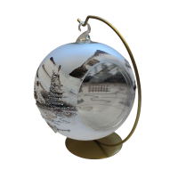 Sklenená guľa na sviečku - sivo hnedá