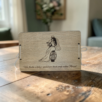 Drevená svadobná obálka na peniaze – motorkársky motív