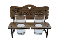 Drevená lavička so štamprlíkmi - Na poľovačku