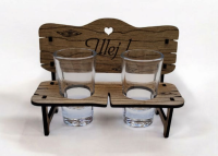 Drevená lavička so štamprlíkmi - Ulej!