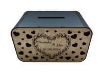 Svadobná truhlica na peniaze - Vyrezávané srdiečka