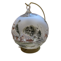 Sklenená guľa na sviečku - olivovo zelená