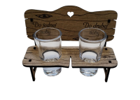 Drevená lavička so štamprlíkmi - Do jednej nohy...