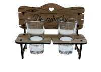 Drevená lavička so štamprlíkmi - Na rybačku