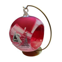 Sklenená guľa na sviečku - červená matná