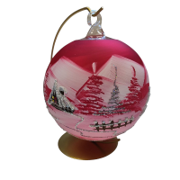 Sklenená guľa na sviečku - červená matná