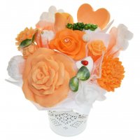 Mydlová Kytica - oranžovo - biela