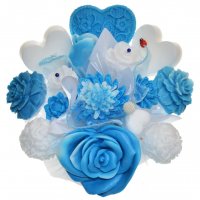 Mydlová Kytica - modro - biela