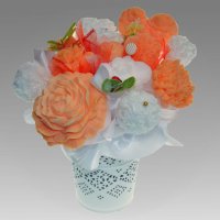 Mydlová Kytica - oranžovo - biela