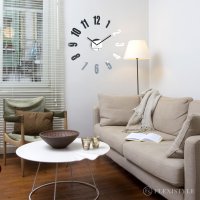 Nástenné samolepiace hodiny zrkadlo 50 - 75 cm