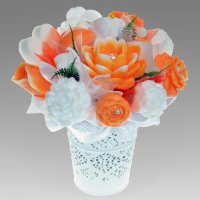 Mydlová Kytica - oranžovo - biela